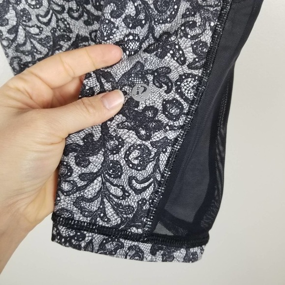 Lululemon 17" crop mini cinder lace leggings, black and white - Picture 3 of 7